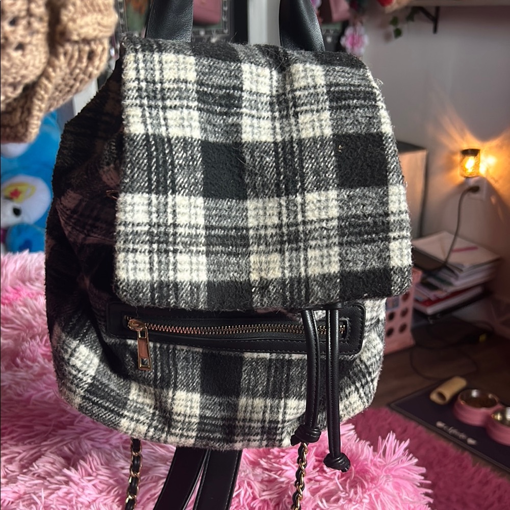 Plaid Black and White Women's Backpack